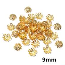 100 件 8/9 毫米古铜色金色银色花朵隔珠串饰，适用于 DIY 串珠手链项链珠宝制作配件