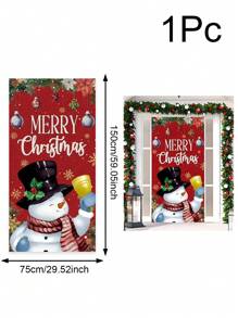 1 件圣诞门旗、圣诞老人带手持铃铛、雪人、礼品盒和雪背景门横幅，适用于室内和室外圣诞家居、派对装饰、圣诞礼物 - 彩色 - 查看 14