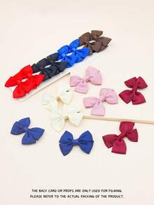 16pcs Toddler Girls Bow Decor Hair Clip - Red - View 2
