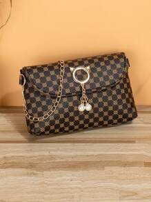 1pc Fashion Minimalist Mini Bag, New Design Crossbody Bag With Pearl & Embroidery Decor - Multicolor - View 3