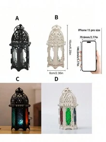1 cái, Đế nến thủy tinh trong suốt có thiết kế đèn gió bằng kim loại, Nghệ thuật sắt dùng cho lễ hội/trang trí nhà cửa, Trang trí lễ hội Giáng sinh, Trang trí tiệc, Trang trí nhà cửa, Trang trí phòng (Xin lưu ý rằng không bao gồm nến), Quà tặng - Nhiều màu - Xem 2