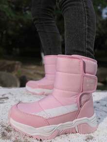 AFBB Girls' Snow Boots For Winter, Waterproof, Anti-Slip, Warm Fluffy Lining, Soft & Comfortable, Thick Padding, Hook-And-Loop Side Opening For Easy On/Off, Suitable For Walking, Camping, Hiking And Sledding In Cold Weather - Pink - View 4