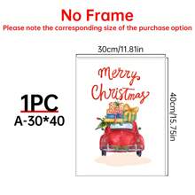 圣诞快乐印刷品 | 水彩圣诞汽车墙饰 | 复古圣诞艺术 | 红色和绿色圣诞家居装饰 | 一套 1 张，帆布海报，适用于家庭、客厅、卧室、厨房、浴室的帆布墙饰 - 彩色 - 查看 28