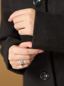 Mid-Length Wool Coat - Army Green - View 6