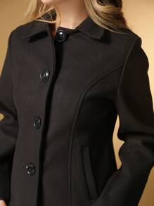 Mid-Length Wool Coat - Army Green - View 4