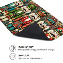 1 pieza Alfombrilla de drenaje con temática navideña, accesorio de cocina para secar, alfombra de área interior, apta para baño, cocina, dormitorio, oficina, exterior - lavable, diseño impreso - Multicolor - Ver 4