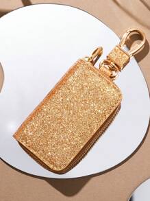 Car Key Holder, Uniform Car Key Storage Bag, Creative Keychain, Shiny Car Key Protective Case, Secure Zipper Closure, Fashionable Waist Bag Car Key Protector, Unisex, Mini Wallet - Multicolor - View 12