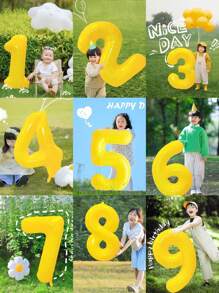 1 套塑料气球，现代数字形状气球，适合派对、圣诞节 - 黃色 - 查看 2