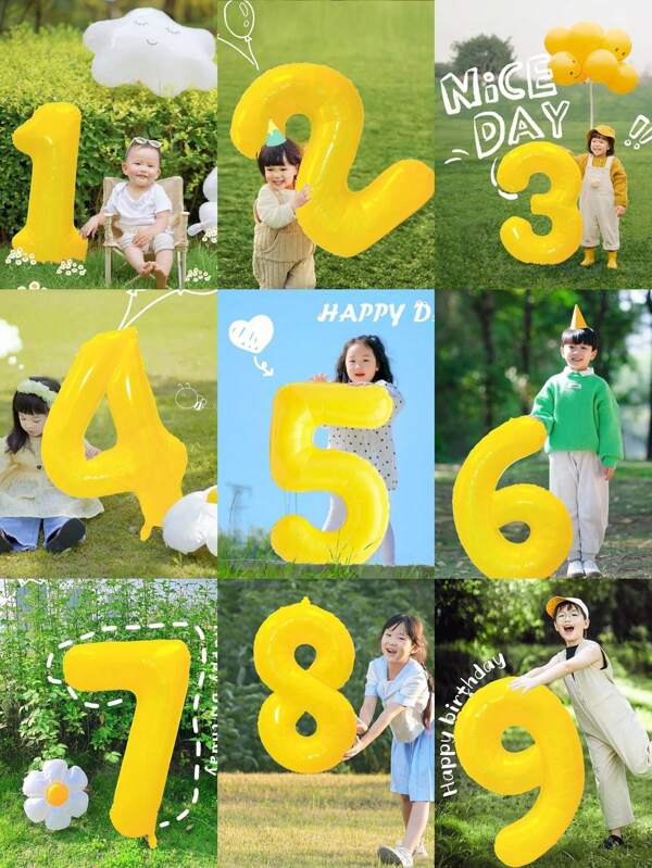 طقم بالونات بلاستيكية، بشكل أرقام حديثة للحفلات والكريسماس