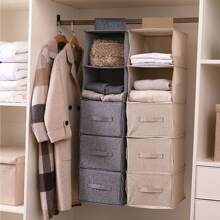 1pc Gray Storage Hanging Bag, Cloth & Underwear Organizer Bag, Wardrobe Storage Hanging Bag, Sturdy Water-Resistant Dust-Proof Non-Woven Fabric Hanging Organizer Bag, Foldable Hooks, Multilayer Storage Bag Packing Essentials/Cover For Clothes Storage Hanging Closet Organizer Wardrobe Organizer For Wardrobe Closet Bedroom Dorm Essentials For Storage Bra Sock Pants Jeans T-Shirt Dress Bag For School School Accessories School Stuff - Dark Grey - View 10