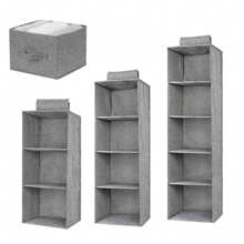 1pc Gray Storage Hanging Bag, Cloth & Underwear Organizer Bag, Wardrobe Storage Hanging Bag, Sturdy Water-Resistant Dust-Proof Non-Woven Fabric Hanging Organizer Bag, Foldable Hooks, Multilayer Storage Bag Packing Essentials/Cover For Clothes Storage Hanging Closet Organizer Wardrobe Organizer For Wardrobe Closet Bedroom Dorm Essentials For Storage Bra Sock Pants Jeans T-Shirt Dress Bag For School School Accessories School Stuff - Dark Grey - View 4