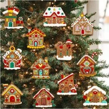 Gingerbread House Ornaments Tree Decoration 6/12pcs Gingerbread House Decorations Hanging Ornaments For Holiday Tree Home Decor Best Gifts Birthday Christmas Decorations Room Decor Christmas Winter Christmas Decorations Home Christmas Gifts Christmas Decor - Multicolor - View 11