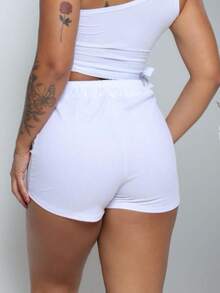 Ribbed Shorts - White - View 2
