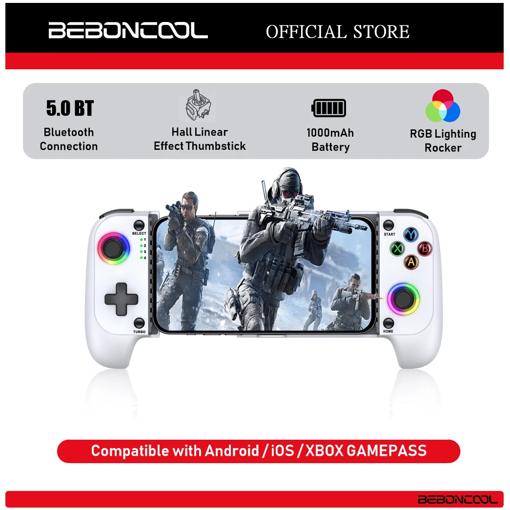 BEBONCOOL MC100 Gamepad Telescopic For Apple IOS Android COD Stretch Wireless Bluetooth Phone Game Controller Joystick - trắng - Xem 1