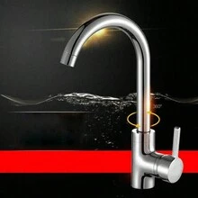 Kitchen Sink Mixer Taps Swivel Spout Single Lever Tap Mono Modern Chrome Faucet - Silver - View 2
