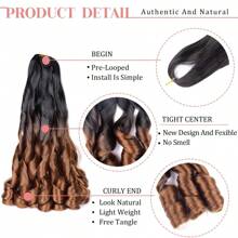 1/4/6/8 piezas Extensiones de cabello rizado sintético de onda francesa de alta temperatura de 16/20/24 pulgadas, 75g/paquete, rizos espirales pre-estirados y elásticos para trenzas de caja, coleta rizada española y trenzas de ganchillo para mujeres