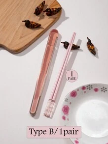 1/5双马卡龙色樱花筷子。可爱鸭子造型筷子架。玻璃纤维+PET材质筷子，ABS树脂筷子架。寿司筷子。中式餐具。适合家庭和餐厅使用。精美礼品。圣诞礼物，学校用品 - 彩色 - 查看 21