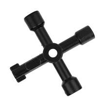 Llave de 4 Vias, Llave Triangular para Tablero, Multifuncional Llave Cruzada para Elevador, Llave para Gabinete de Control Eléctrico - Negro - Ver 10