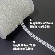 1pc 90cm/35.4in Chiều dài ABS ngọc trai giả với đá quý tròn viền may trang trí váy cô dâu tiệc cưới trang trí quần áo tự làm đồ trang trí Giáng sinh - trắng - Xem 2