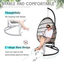C-Shape Base Hanging Chair Hammock Stand Only - Powder Coated Construction For Egg Chair And Indoor/Outdoor Hammock Chairs, X-Large - Black - View 4