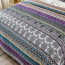3 Pieces Boho Quilt Set Queen King Size, Purple Bohemian Quilt Sets, Lightweight Summer Bedspread Coverlet Bedding Set For All Season,Home Decor Bedroom Decor Mothers Day Gift Wedding Decorations - 紫色 - 查看 5