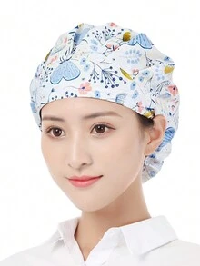 1 件装烹饪帽制服骷髅可调节透气餐厅厨房厨师帽磨砂图案护士帽外科医院医疗制服印花可洗专业工作帽用于头发固定万圣节 - 1pcs - 查看 7