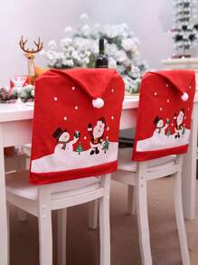 1/4/6/10pcs圣诞圣诞老人印花椅背套节日装扮圣诞大帽子印花无纺布圣诞椅套，可用于餐厅、卧室、厨房户外多种场景 - 紅色 - 查看 4