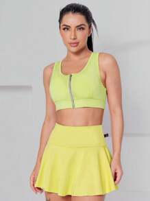 WOLFOX Women's Fitness Gym Ruffle Skirt Shorts Suplex - 黃色 - 查看 5