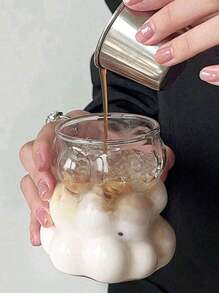 1 Piece 550ml Rippled Drinking Glass, Unique Coffee Mug, Aesthetic Tea Cup, Ribbed Glasses For Iced Coffee And Drinks, Modern Glassware, Summer Drinkware, Great For Home, Cafe, Travel, Stylish Cup For Coffee Or Tea, Great Gift Idea For Drink Lovers (No Straw) - Transparent - View 6