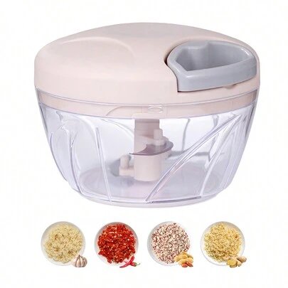 500ML Manual Household Meat Grinder Garlic Chopper Vegetable Cutter Multifunctional Garlic Masher Food Processor Vegetable Chopper Fruit Crusher Manual Onion Masher Kitchen Stuff