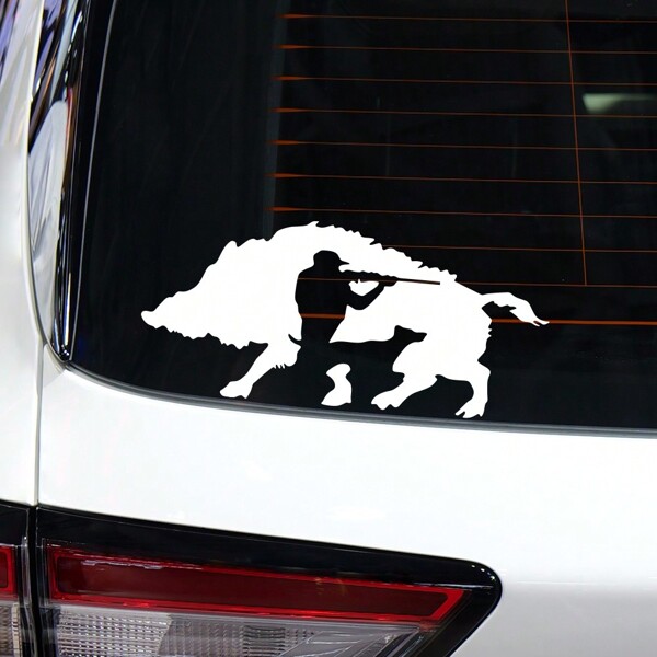 Autocollant de voiture Sanglier sauvage créatif Applique de chasse Vinyle pour fenêtre de véhicule Chasseur Décalcomanie Film automobile Accessoires de moto et de tuning