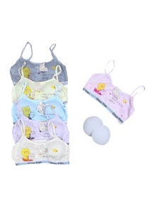 6 Pieces Bra With Removable Cups For Girls, One Size (Colors And Designs Are Sent Randomly Depending On Inventory) - Multicolor - View 2