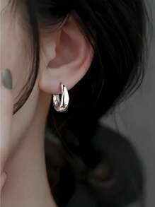 Korean Geometric Hoop Sterling Silver Earrings Simple Elegant Exquisite Hot Sexy Sexy Jewelry Gift