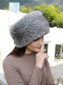 Fluffy Cossack Style Hat For Ladies Winter Hats For Women - Grey - View 4