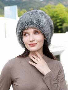 Fluffy Cossack Style Hat For Ladies Winter Hats For Women - Grey - View 3
