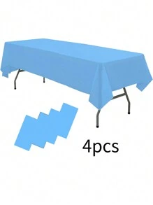 1Pc/4pcs Solid Color Tablecloth, Plastic Tablecloth 54 * 108inch Multi-Color Optional Peva Material, Rectangular Tablecloth, Suitable For Birthday, Wedding, Banquet, Party Desktop Decorations