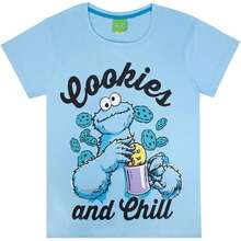 Womens/Ladies Cookie Monster Pajama Set (Blue)