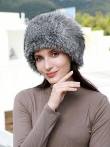 Fluffy Cossack Style Hat For Ladies Winter Hats For Women - Grey - View 1