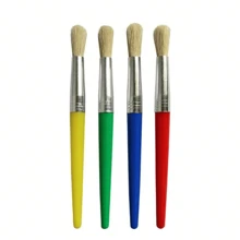 4 Piezas Pincel De Pintura De Cerdas Con Punta Redonda Y Mango De Plástico De Colores, Para Dibujo Y Pintura Al Óleo De Bricolaje - color - Ver 10