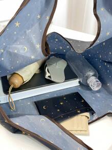 1 Túi Tote Gấp Gọn Cho Nữ, Túi Mua Sắm Sức Chứa Lớn, Thiết Kế Đơn Giản, Phong Cách Đa Năng, Thích Hợp Đi Làm, Du Lịch, Mua Sắm, Thiết Kế Đóng Mở Tiện Lợi, Đa Chức Năng, Phù Hợp Cho Nhiều Dịp, Cổ Điển, Kết Cấu Bền Và Thoải Mái, Dễ Vệ Sinh, Dễ Phối Đồ - màu đen - Xem 8