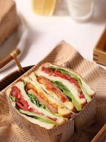 100pcs/50pcs Food Wax Paper, Kraft Paper, Sandwich Packaging Paper, Basket Lined Food Picnic Paper, Oil Resistant Cooked Food Packaging Paper, Kitchen Accessories