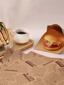 100pcs/50pcs Food Wax Paper, Kraft Paper, Sandwich Packaging Paper, Basket Lined Food Picnic Paper, Oil Resistant Cooked Food Packaging Paper, Kitchen Accessories