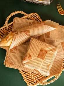 100pcs/50pcs Food Wax Paper, Kraft Paper, Sandwich Packaging Paper, Basket Lined Food Picnic Paper, Oil Resistant Cooked Food Packaging Paper, Kitchen Accessories