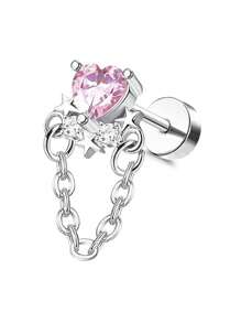 CASSIECA 1 件耳轮软骨耳环 男女款 不锈钢耳屏耳环 蝴蝶月亮星星花朵耳洞首饰 适用于耳轮软骨耳屏