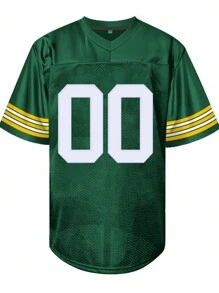 Customized Name And Number Boyfriend Style Men's Embroidered American Football Jersey Green Bay Green V-Neck Personalized Short Sleeved Shirt Party Game Training Competition Sports Top DIY S-XXL,Stylish,Fashion,Hipster,Casual,Minimal Chic,Personalized,Customized,Custom,Unique,Guy Costumes,Capsule Wardrobe,Men Basic/Street Style,Ideal Gifts For Him,Boyfriend,Family,Friends,For Birthdays,For Vacation/Holiday,For School/Competition,For Sports/Climbing - Green - View 2