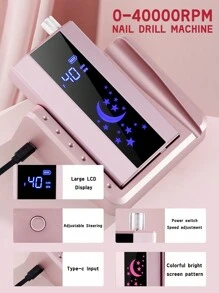 Portable Electric Nail Grinder, Rechargeable 40000RPM Nail File Nail Drill Pen Brushless Motor Manicure Machine Kit With Long Battery Life, Professional Nail Art Polish & Cuticle Remover Machine Set, Toenail Grinder Nail Polishing Equipment Nails Appliance Manicure Pedicure Kit Accessory Nail Art Tool For Acrylic Nail Salon & Home Use - Pink - View 6