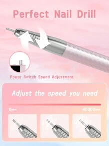 Portable Electric Nail Grinder, Rechargeable 40000RPM Nail File Nail Drill Pen Brushless Motor Manicure Machine Kit With Long Battery Life, Professional Nail Art Polish & Cuticle Remover Machine Set, Toenail Grinder Nail Polishing Equipment Nails Appliance Manicure Pedicure Kit Accessory Nail Art Tool For Acrylic Nail Salon & Home Use - Pink - View 10