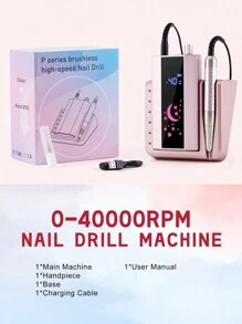 Portable Electric Nail Grinder, Rechargeable 40000RPM Nail File Nail Drill Pen Brushless Motor Manicure Machine Kit With Long Battery Life, Professional Nail Art Polish & Cuticle Remover Machine Set, Toenail Grinder Nail Polishing Equipment Nails Appliance Manicure Pedicure Kit Accessory Nail Art Tool For Acrylic Nail Salon & Home Use - Pink - View 2