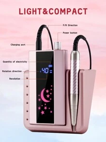 Portable Electric Nail Grinder, Rechargeable 40000RPM Nail File Nail Drill Pen Brushless Motor Manicure Machine Kit With Long Battery Life, Professional Nail Art Polish & Cuticle Remover Machine Set, Toenail Grinder Nail Polishing Equipment Nails Appliance Manicure Pedicure Kit Accessory Nail Art Tool For Acrylic Nail Salon & Home Use - Pink - View 3