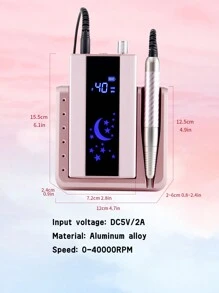 Portable Electric Nail Grinder, Rechargeable 40000RPM Nail File Nail Drill Pen Brushless Motor Manicure Machine Kit With Long Battery Life, Professional Nail Art Polish & Cuticle Remover Machine Set, Toenail Grinder Nail Polishing Equipment Nails Appliance Manicure Pedicure Kit Accessory Nail Art Tool For Acrylic Nail Salon & Home Use - Pink - View 7